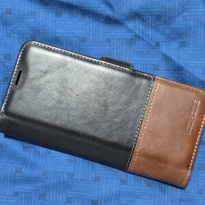 Premium Black Leather Phone Samsung Z Fold 3 Wallet Case